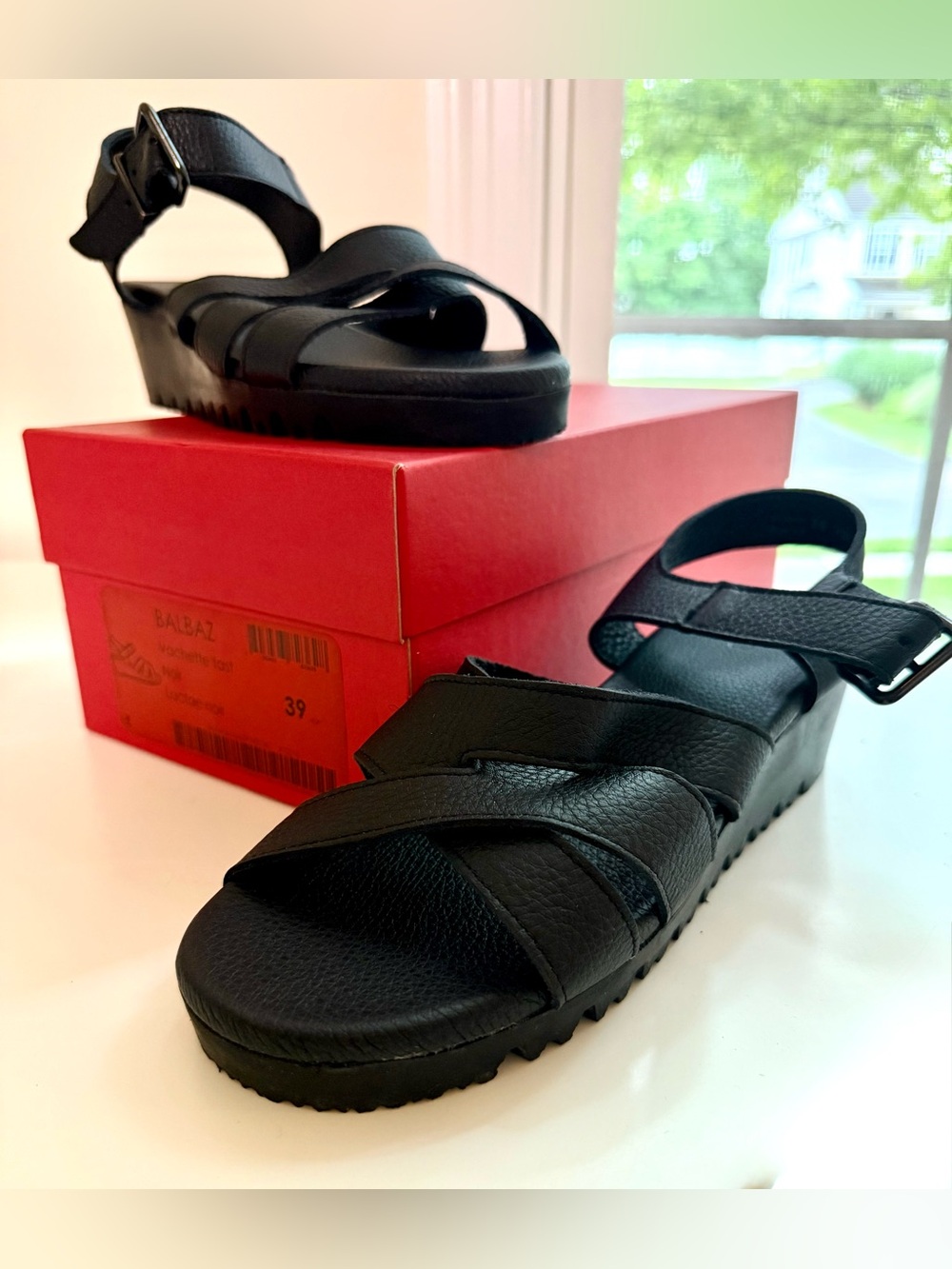 Arche Black Leather Sandals